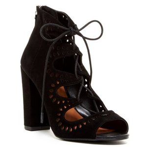 14th & Union Black Suede Lace-Up Heel